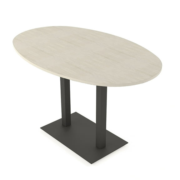 Boat Oval Bistro Height Meeting Table Double Metal Base 46x84 Bar Table