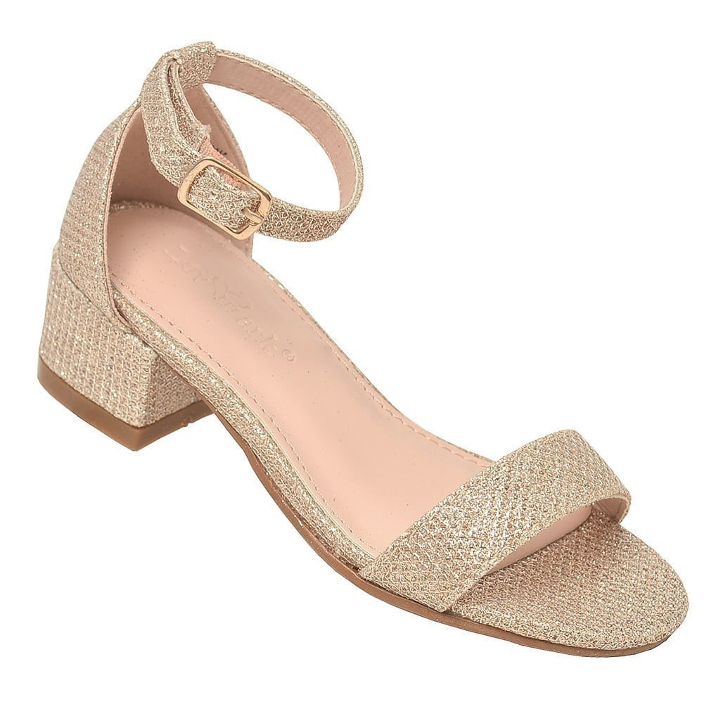 champagne block heels