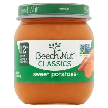 Beech-Nut Classics Stage 2 Sweet Potatoes Baby Food, 4 oz, (Pack of 10)