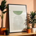thumbnail image 4 of Green Moon No.3 - Mixed Media Minimalist Geometric Abstract Line Art Mid-Century Modern Modern Art Pastel Black Framed Wall Art Print 11 x 14 inches, 4 of 12