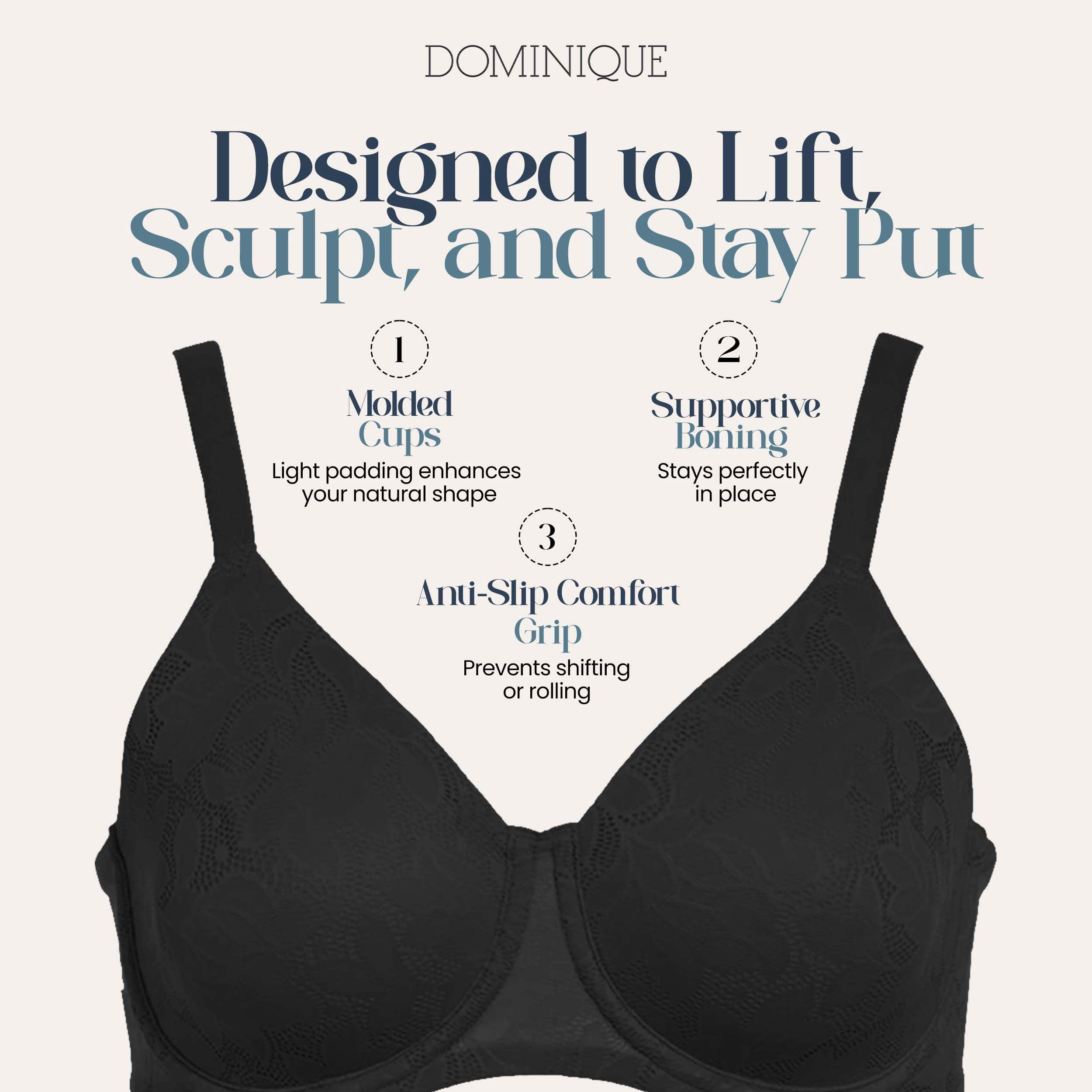 Dominique Women’s Jacqueline Jacquard Minimizer Bra #7018 – Seamless Full Figure Underwire Lingerie for Women