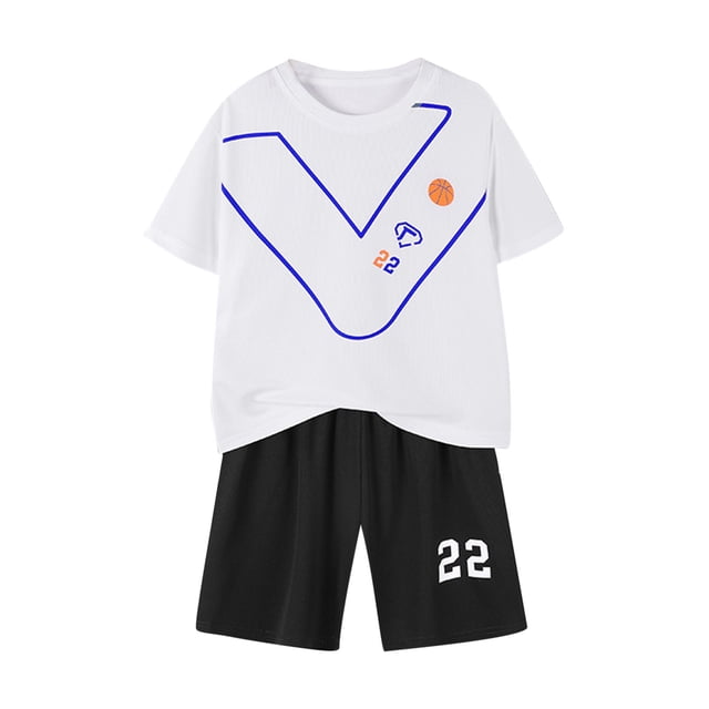 Économies d'Automne! HVOBTTY Ensemble Décontracté 2 Pcs à Manches Courtes pour Tout-Petits, Tenue de Sport Mode pour Garçons à Manches Courtes, Col Rond, Boutons, Short, Blanc, 120