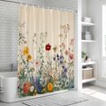 thumbnail image 6 of Spring Floral Bathroom Shower Curtains with 12 Hooks Polyester Waterproof Shower Curtain for Stalls and Bathtubs Beige Watercolor Botanical Decorative Bathroom Privacy Curtain 36x72 Inches, 6 of 8