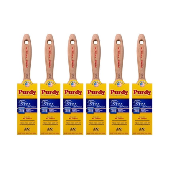 Genuine Purdy 6 Pack Pro-Extra Monarch Flat 2" Paint Brushes 144234720-6PK