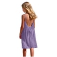 thumbnail image 3 of VBTAPA Backless Cami Dresses for Girl 2026 Summer Spaghetti Strap Midi Dress Flowy Beach Vacation Long Sundress with Back Tie Purple 5 Years, 3 of 9