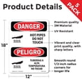 thumbnail image 2 of Hot Pipes Do Not Touch Bilingual OSHA Danger Vinyl Decal Label 18 Inch x 12 Inch - 5 Pack, 2 of 6