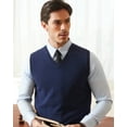 thumbnail image 6 of Kallspin Men's Sweater Vest Cotton V Neck Relaxed Fit Knit Sleeveless Pullover Sweater(Navy Blue,4X-Large), 6 of 9