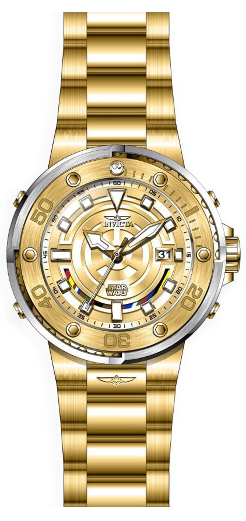Invicta Men's 26114 Star Wars Automatic Multifunction Gold Dial Watch