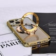 thumbnail image 3 of Magnetic Case for iPhone 13 with Holder Stand,Rhinestone Glitter Plated Bling Luxury Phone Case（Compatible with MagSafe） Shockproof Kickstand Design for iPhone 13-Gold, 3 of 14