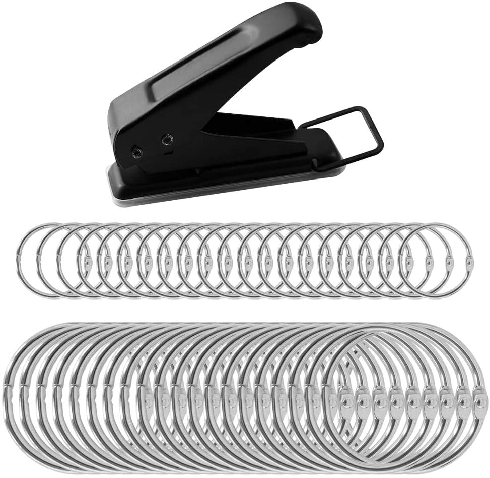 40 PCS Loose Leaf Binder Rings with Hole Punch, SourceTon Office Metal