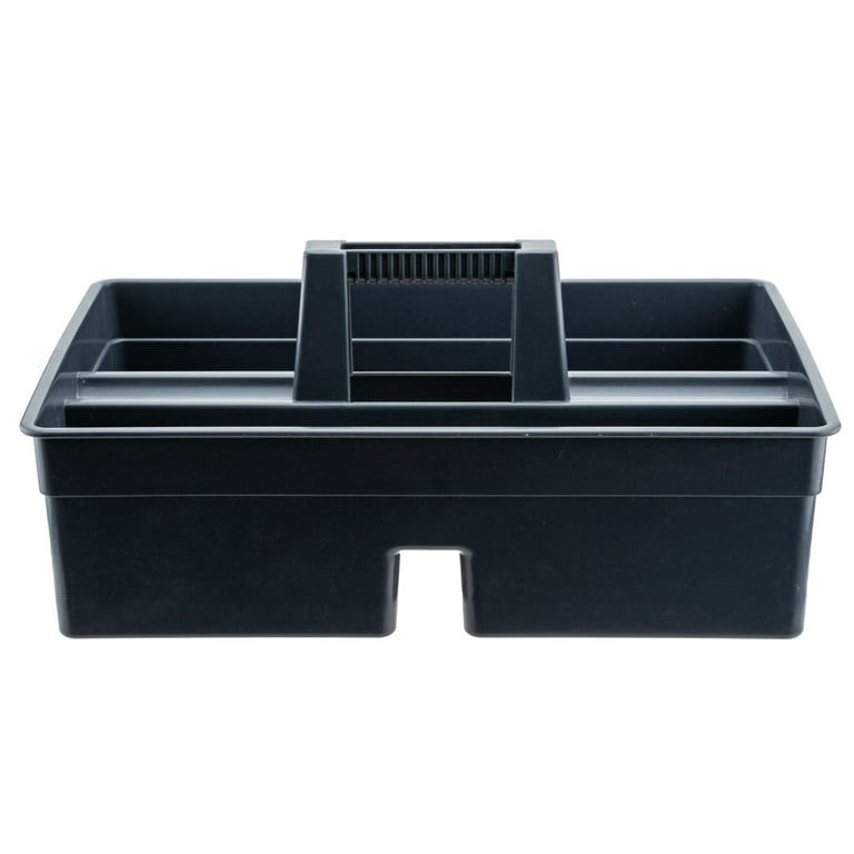 RW Clean Black Plastic Cleaning Caddy - 3 Compartments, with