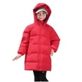 thumbnail image 4 of BRGZLK Boys Coats Lightweight Padded Coat Solid Color Long Sleeved Zipper Hooded Windproof and Warm Mid-length Style Winter Outwear with Pocket Red 3-4 Years, 4 of 4