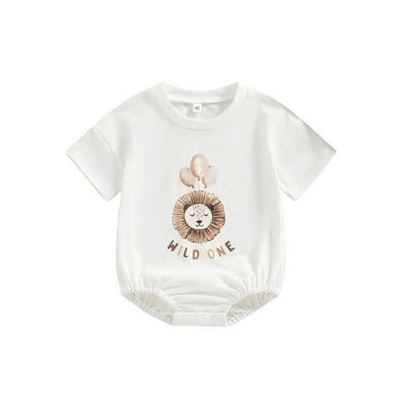 

Mioliknya Baby Girls Boys Birthday Romper Letter Print Short Sleeve Jumpsuit
