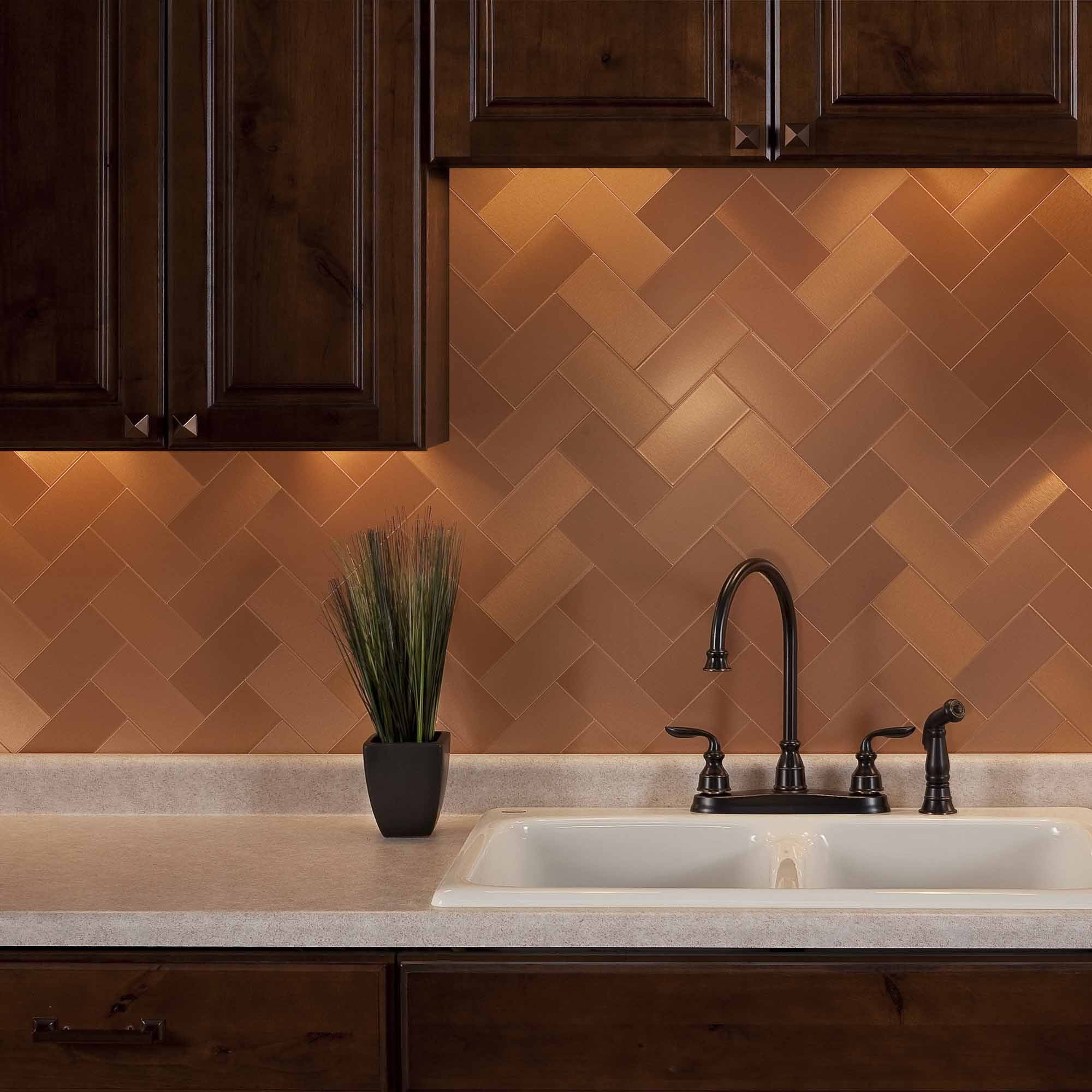 Aspect Peel and Stick Backsplash 3in x 6in Brushed Stainless Short Grain Metal Tile 15 Sq Ft Kit for Kitchen and Bathrooms