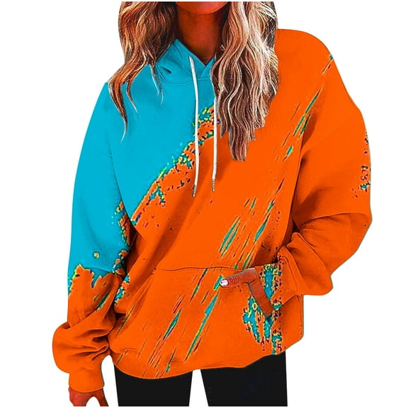SCSAlgin Women Tie Dye Oversized Sweatshirt Plus Size Loose Fit Cute Hoodie Drawstring Fall Pullover with Pocket