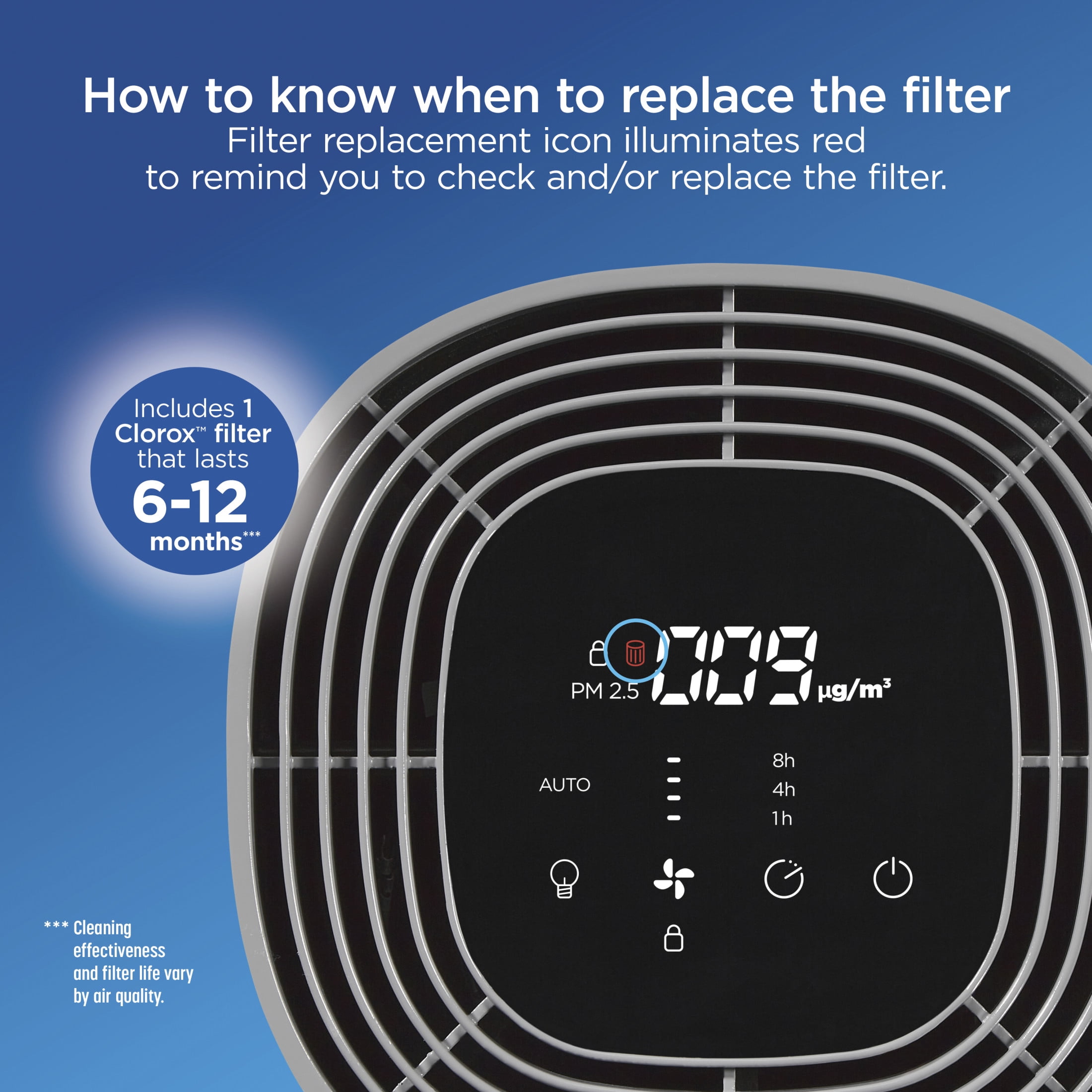 Clorox Medium Room Air Purifier Replacement Filter, True HEPA Filtration, Compatible with Air Purifier Model 11030, up to 1,000 Sq. Ft. Capacity, (12030)
