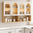 thumbnail image 1 of Alacenas para Cocina, Alacena Gabinete para Cocina 3 Puertas, Mueble Superior con Visualización en Vidrio Transparente 120x30x80CM(Claro), 1 of 9
