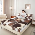 thumbnail image 4 of Homewish Farmhouse Cow Print Boy Girl Twin Sheet Sets 3pcs,Geometric Plaid Grid Twin Fitted Sheet Microfiber,Animal Print Patchwork Breathable Flat Sheet,Super Cozy Room Decor, 4 of 7