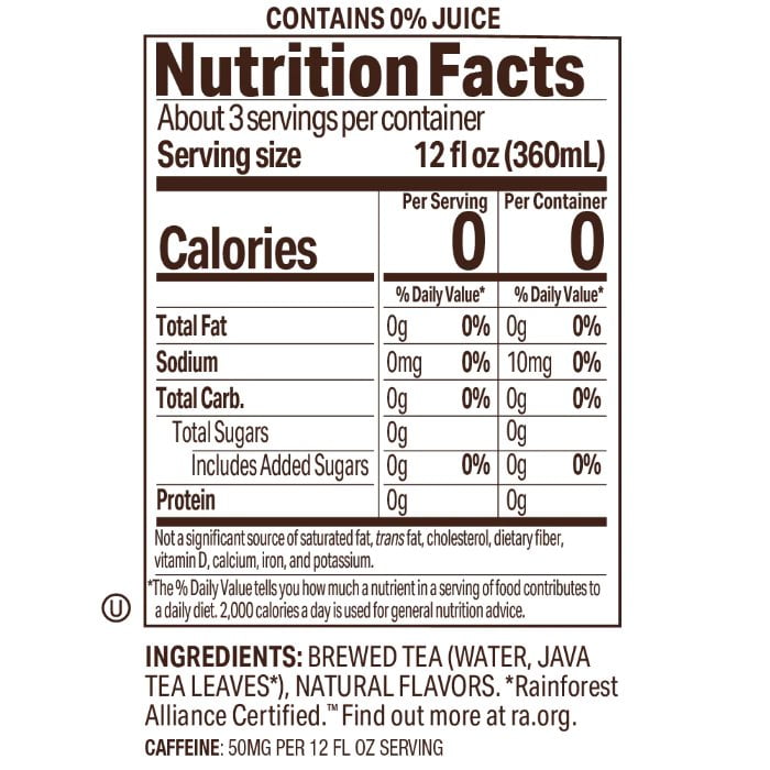 Tejava Lemon Flavored Unsweetened Black Tea, Non-GMO Verified, Glass Bottles, 1 Liter, 12 Pack
