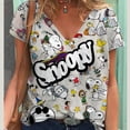 thumbnail image 2 of Camisetas de moda para mujer, lindas camisetas con estampado de Snoopy para niña, ropa informal holgada de verano de estilo Harajuku, camisetas de manga corta con cuello en V estilo Kawaii, 2 of 5