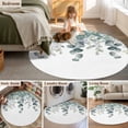 thumbnail image 6 of Botanical Teal Large Area Rugs for Bedroom Living Room, Soft Non Slip Carpet Bedside Rug, Watercolor Eucalyptus Leaves Spring Round Floor Cover Kitchen Accent Rug 3.3' for Dining Room/Office, 6 of 9