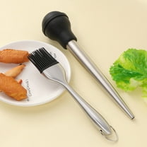 PTOOTP Stainless Steel Turkey Baster Set, Black Kitchen Oil Dropper with and Silicone Bulb