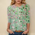 thumbnail image 2 of Towmus Womens Summer Tops 3/4 Sleeves Floral Print Dressy Blouses Crew Neck Casual Tunic Tops Summer Shirts, 2 of 4