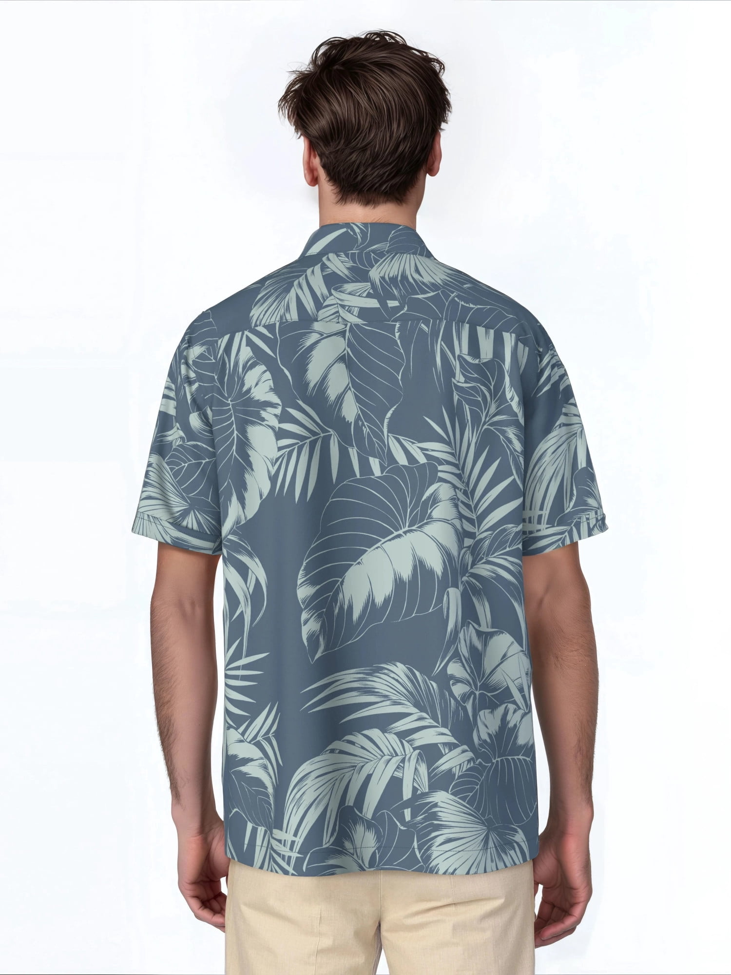Cafe Luna Men's and Big Men's Printed Leaves Short Sleeve Woven Shirt, Size S-4XL