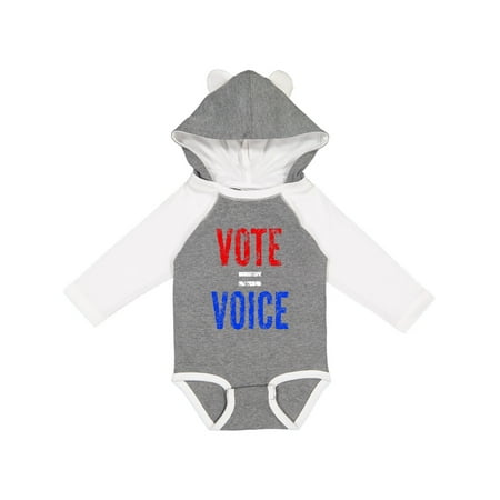 

Inktastic Vote Equals Voice Distressed Red and Blue Text Gift Baby Boy or Baby Girl Long Sleeve Bodysuit