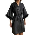 thumbnail image 5 of Hauaitttt Women's Wedding Party Robe Letters Kimono Satin Pyjamas Bridesmaid Bathrobe plus Size Kimonos for Women 4x-5x after Shower Wrap around Towel Womens Light Weight Robe Soft Robes Shower Robes, 5 of 6