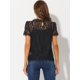 thumbnail image 4 of Top de encaje floral Semitransparente Allegra K con Ribete Festoneado para Mujer Negro S, 4 of 6