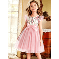thumbnail image 4 of Lanbubble Girls Floral Tulle Dress Flutter Sleeve Tutu Princess Party Dress 3-7 Years, 4 of 9