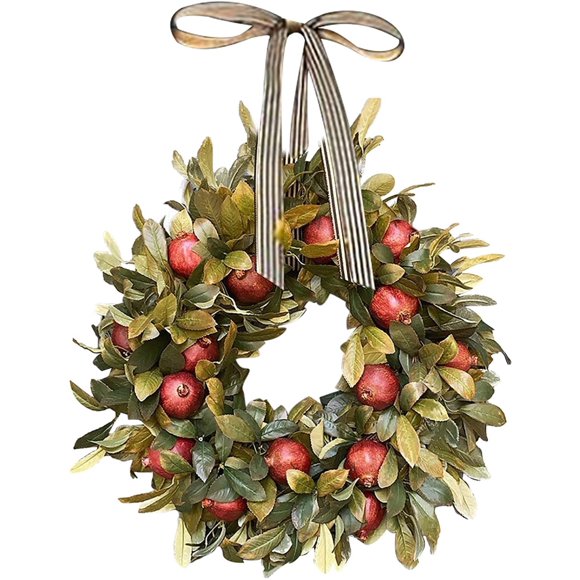 Merkmak Fall Floral Wreath Simulation Pomegranate Wreath for Harvest Indoor Outdoor Home Decor Window Wall Decoration