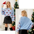 thumbnail image 5 of Christmas Sweater Women Cute Cartoon Santa Print Knit Sweater Winter Tops, 5 of 11