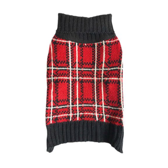Zack & Zoey Red Plaid Turtleneck Dog Sweater