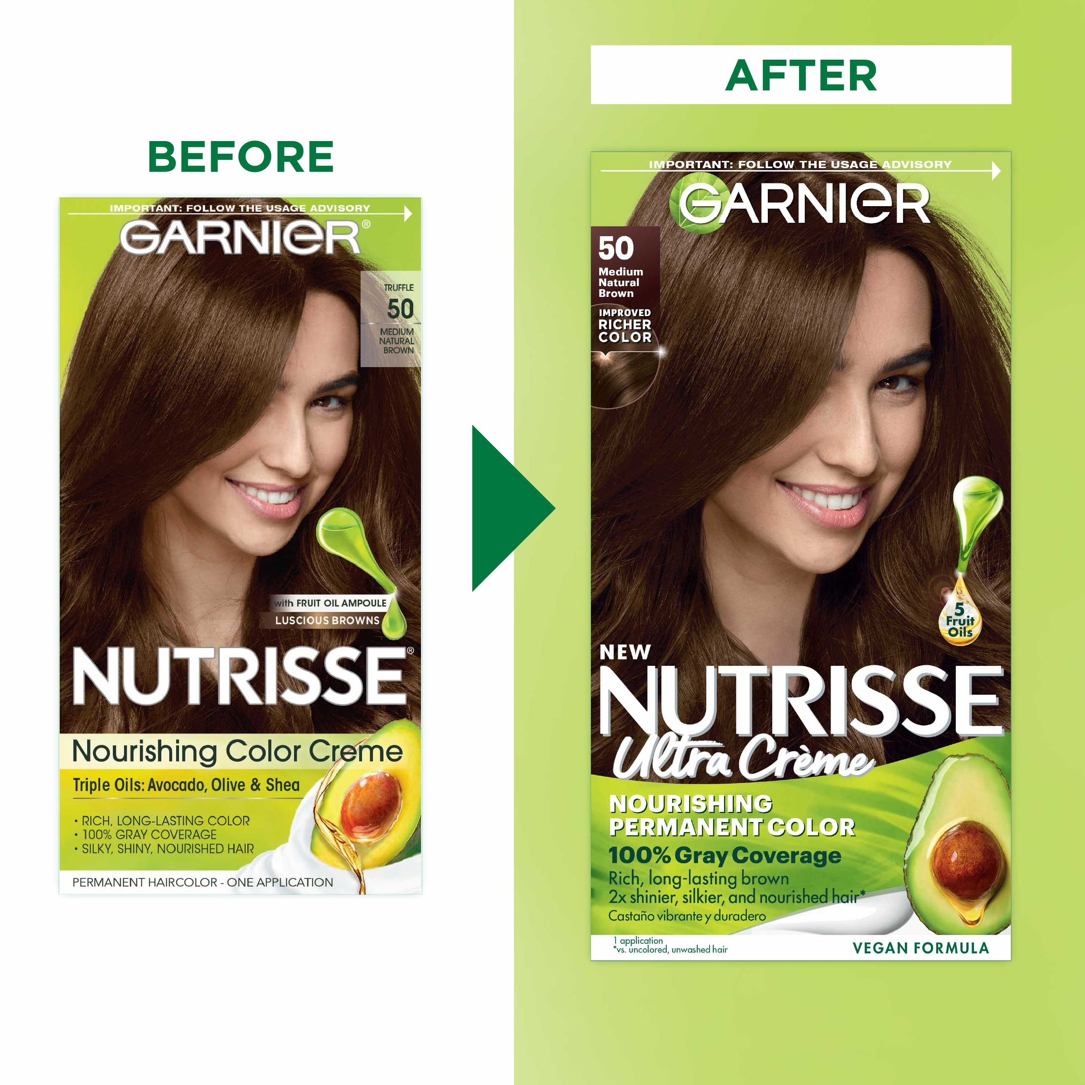 Garnier Nutrisse Nourishing Hair Color Creme, 050 Medium Natural Brown Truffle - image 3 of 11