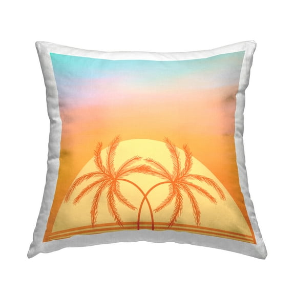 Stupell Industries Retro Sunset Palm Trees Decorative Printed Throw Pillow Design by Ashley Singleton.