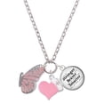 thumbnail image 1 of Delight Jewelry Silvertone Large Translucent Pink Flying Butterfly - Light Pink Heart Nurse Strong Zoe Necklace, 1 of 4