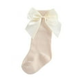 thumbnail image 4 of Baby Girls Knee High Socks Bow – Tube Ruffled Knit Cotton Long Stockings for Infants and Toddlers, 4 of 5