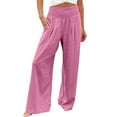 thumbnail image 1 of Wide Leg Pnats for Women Plus Size Casual Solid Color Comfy High Rise Pants for Women Fashion Loose Fit Daily Trendy Womens Pants Straight Lightweight Party Vacation Beach Pants（Hot Pink,XXL）, 1 of 4