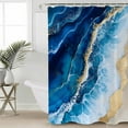 thumbnail image 2 of 54x78 Inch Shower Curtain Decorative Blue Coastal Beach Bathtub Bath Curtains Fabric Waterproof Bathroom Decor Modern Luxury Summer Nautical Small Stall Shower Curtain Set with 12 Hooks, 2 of 6