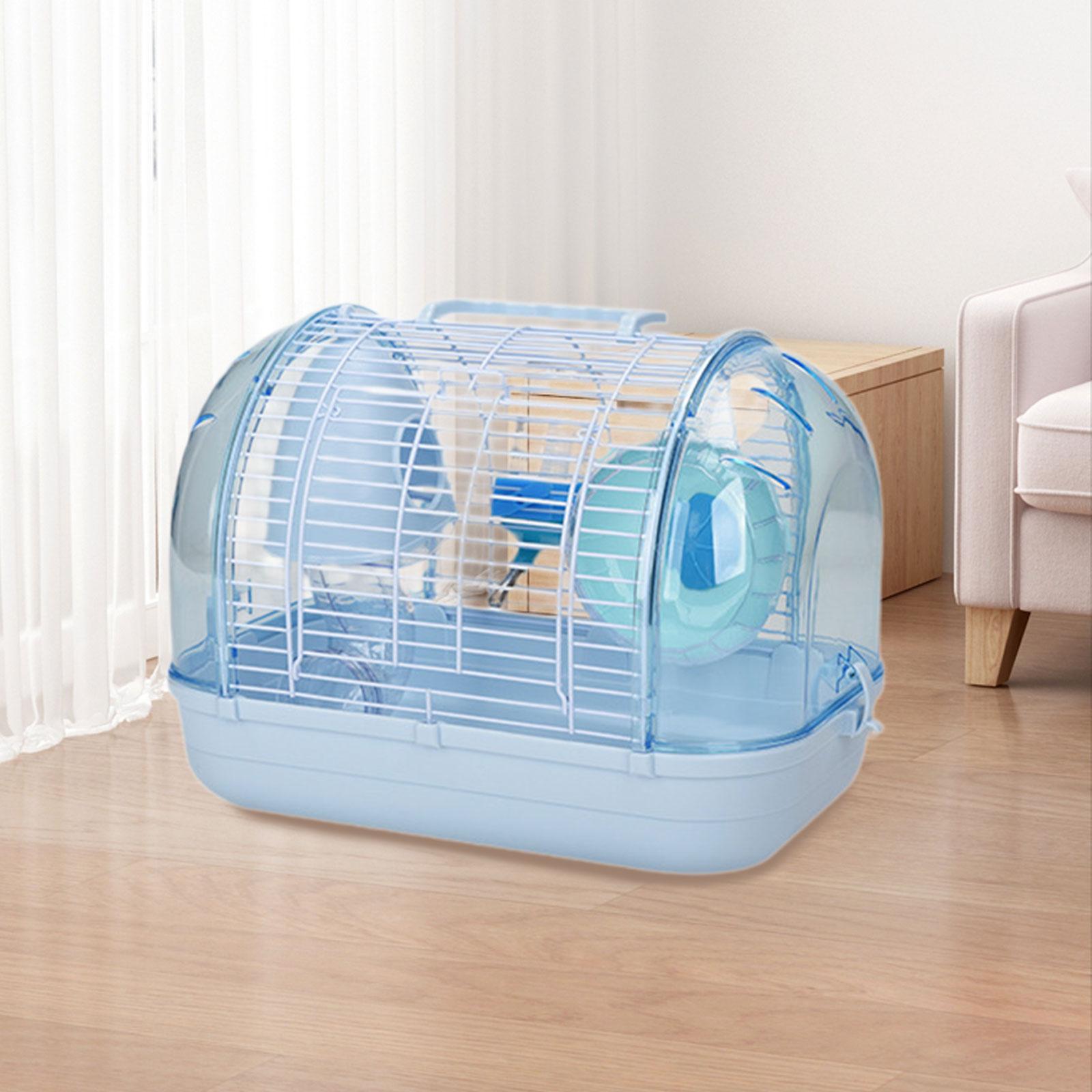 TOOYFUL Pet Carrier, Small Animal Carry Cage, Hamster Habitat, Clear Portable Hamster Cage Chinchilla House for Mice Guinea Pigs Rats Blue