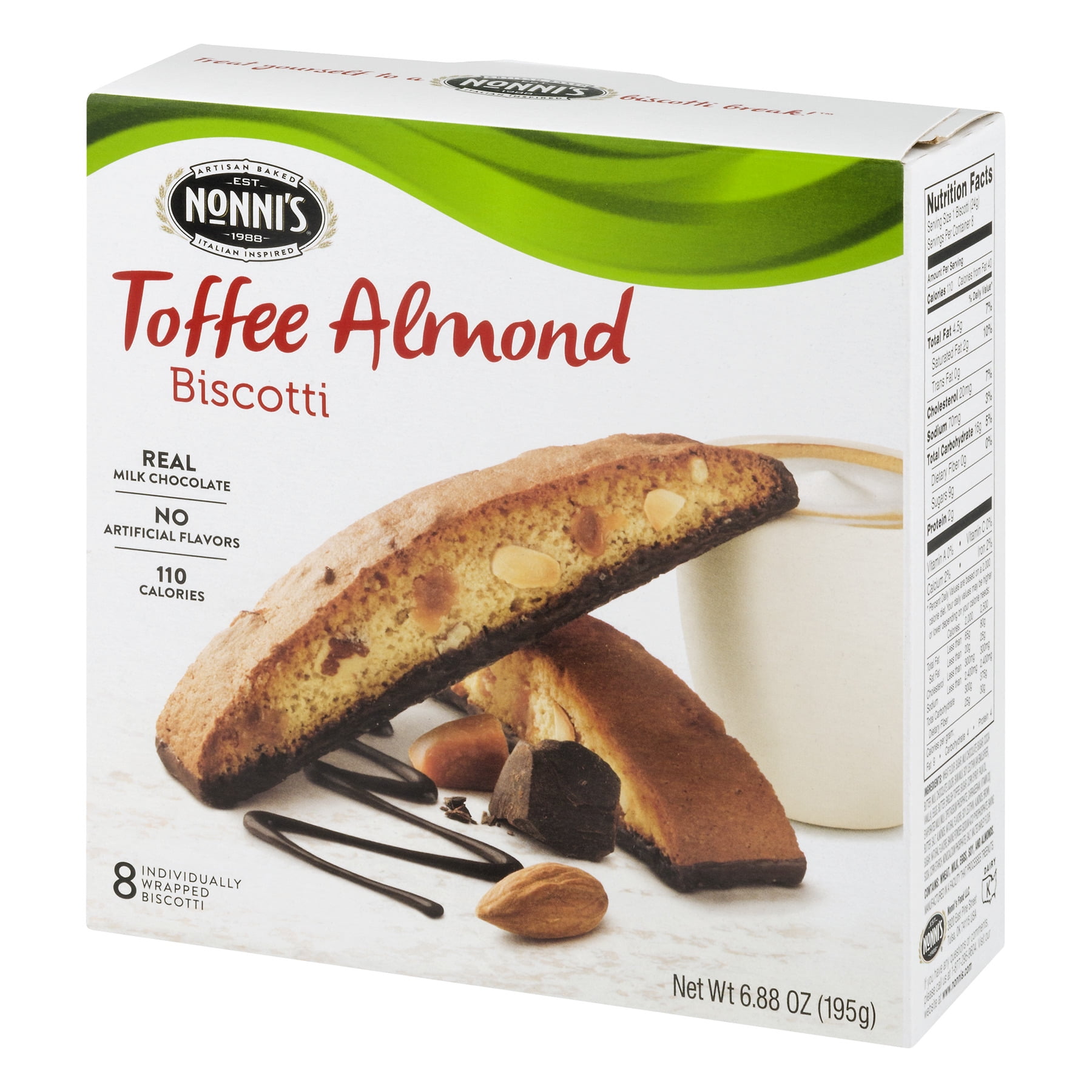(3 pack) Nonnis Biscotti, Toffee Almond, 8 Count, 6.88 Ounce