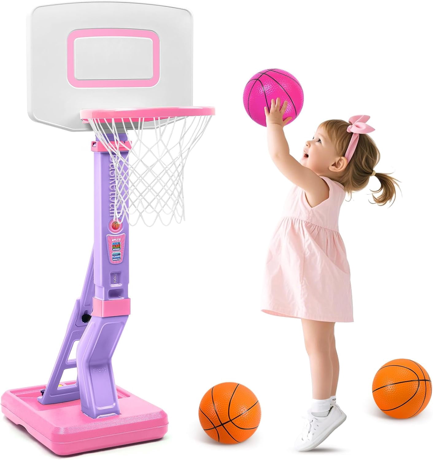 Toddler Basketball Hoop - Height Adjustable Kids Basketball Hoops for Indoor & Outdoor Play - Portable Mini Basketball Goal for Poolside- Game Sport Toys for Boys & Girls Age 1 2 3 4 5