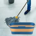 thumbnail image 1 of Collapsible Mop Bucket with Wheels Handle Versatile Portable for Fishing RV Blue Brown, 1 of 10