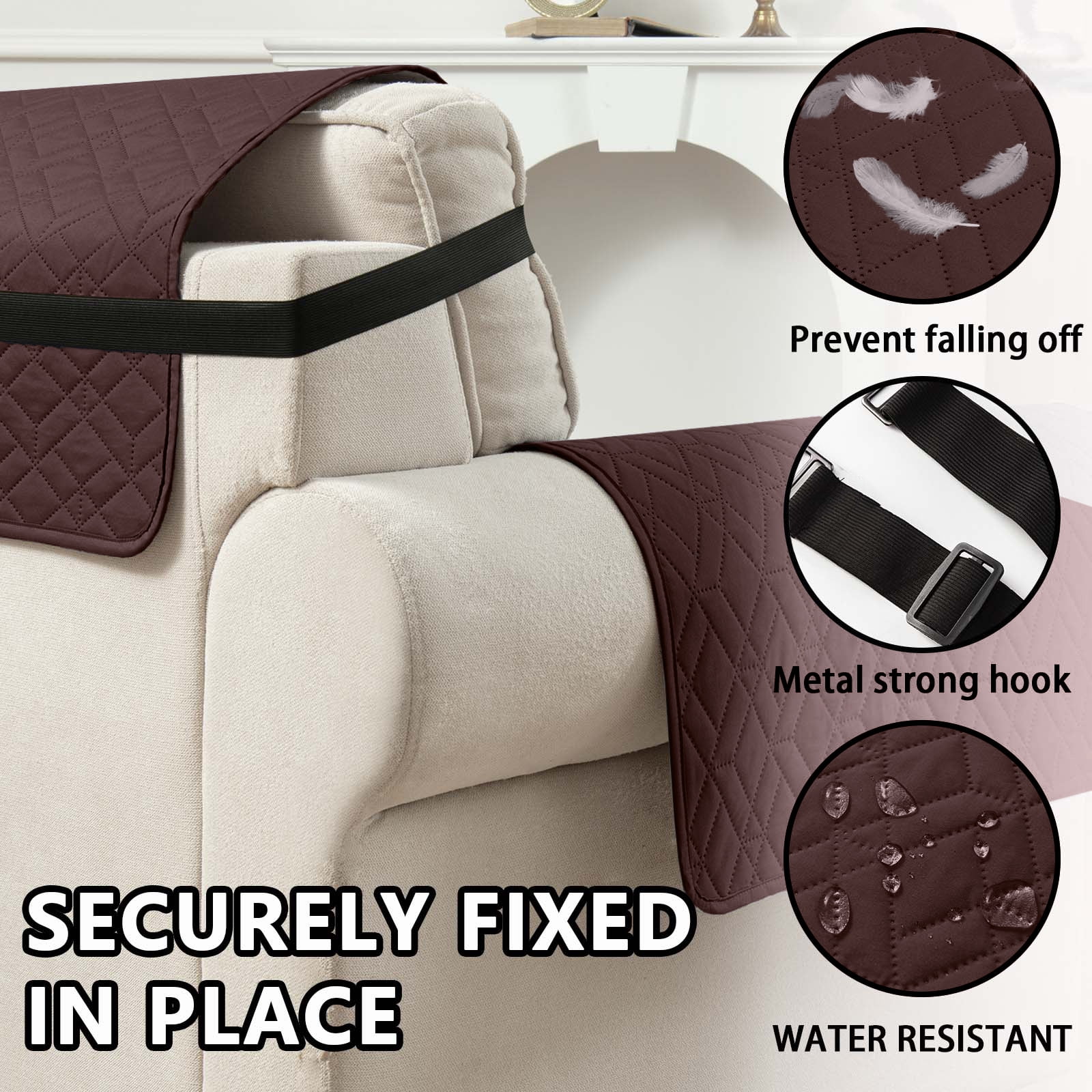 SANMADROLA Reversible Loveseat Covers for 2 Cushion Couch Sofa Cover Water Resistant Couch Cover Furniture Protector with Elastic Straps for Kids, Dogs, Pets (46" Loveseat, Coffee)