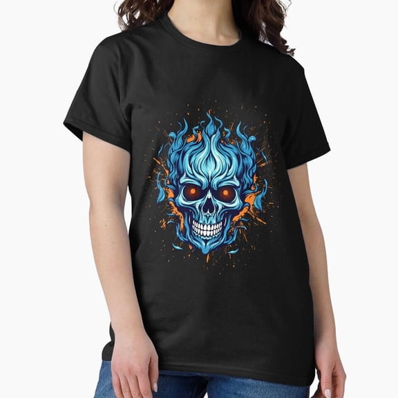 Inferno Skeleton Head Neon Fire Horror H48899 Unisex T-Shirt, Up to 5XL Available