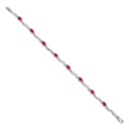 thumbnail image 2 of 14k White Gold Bracelet Gemstones July Women's Ruby Oval 4 mm 7 in Diamond and, 2 of 4