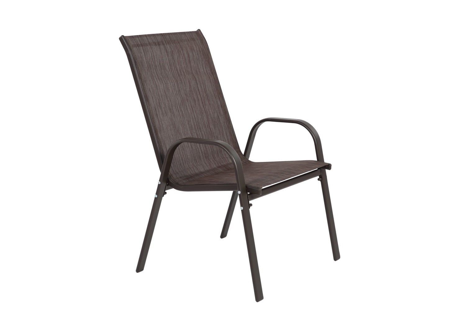 Patio Chairs Set of 6, Outdoor Camping Chairs with Breathable Textilene Fabric, Steel Frame Armchairs for Garden, Pool, Beach & Yard, Brown