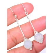 Opalite Agate Drusy 925 Silver Plated Israeli Earring 2.34" E6096-77, Valentine's Day Gift, Birthday Gift, Beautiful Jewelry For Woman & Girls